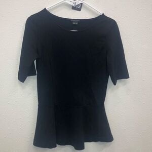 Theory half sleeve scoop neck black peplum top small #718